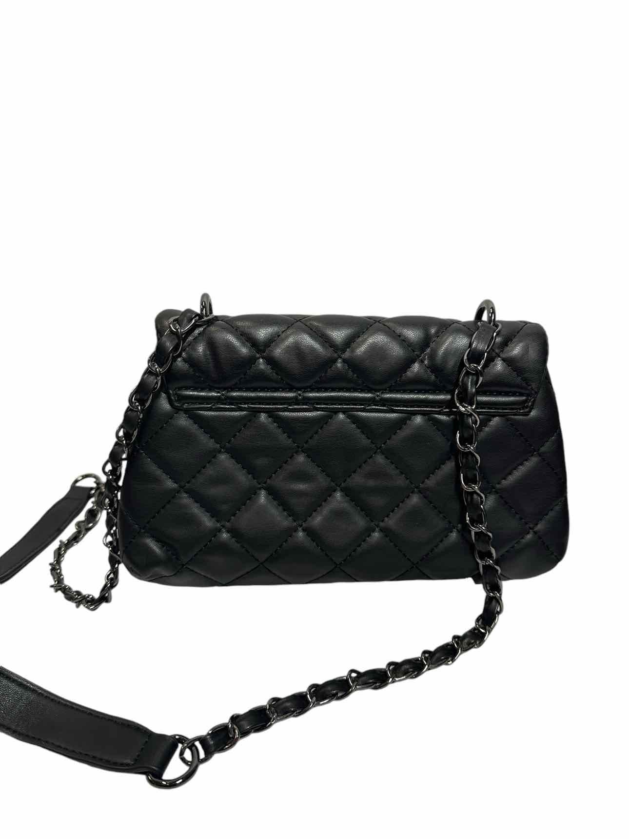 Badgley Mischka Black Quilted Faux Leather Crossbody