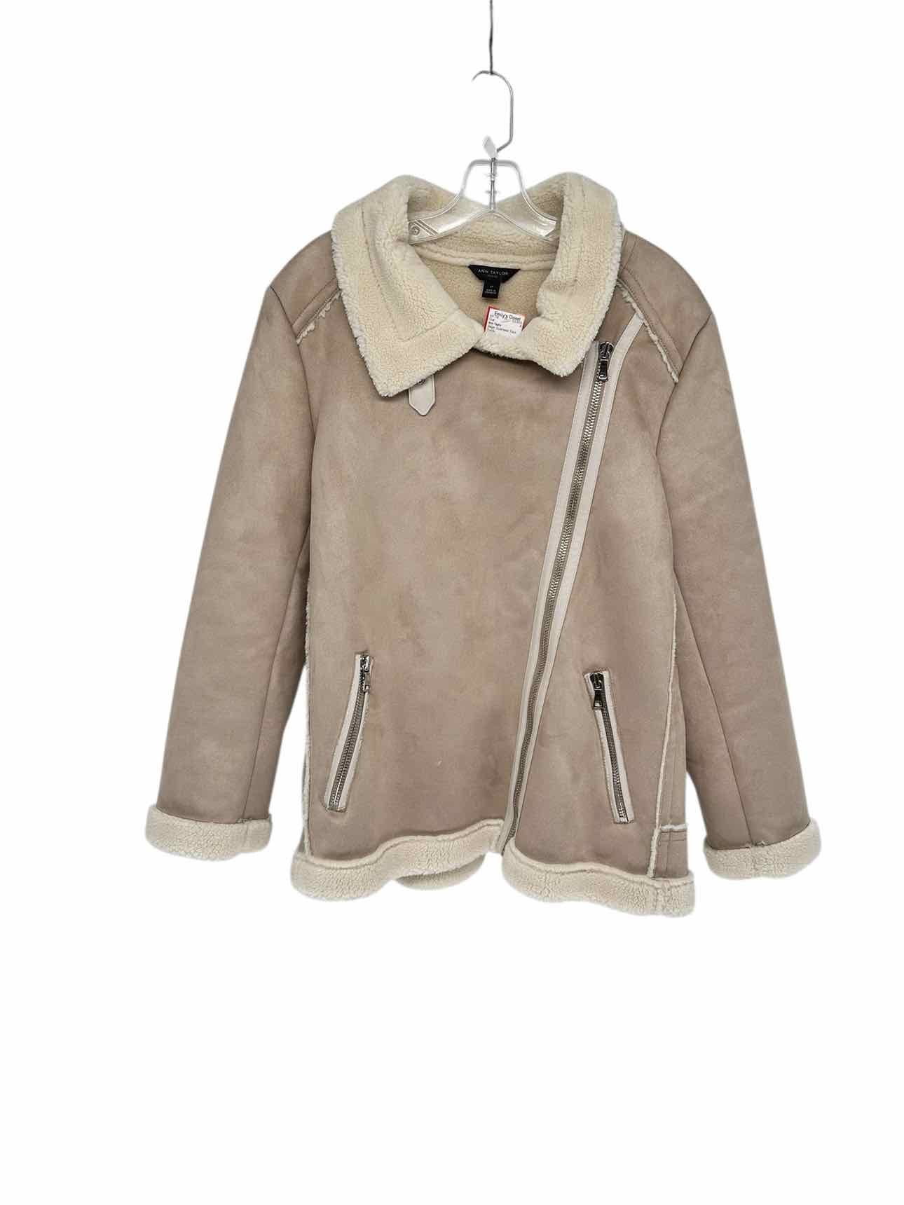 Ann Taylor Beige Shearling Coat Size PL