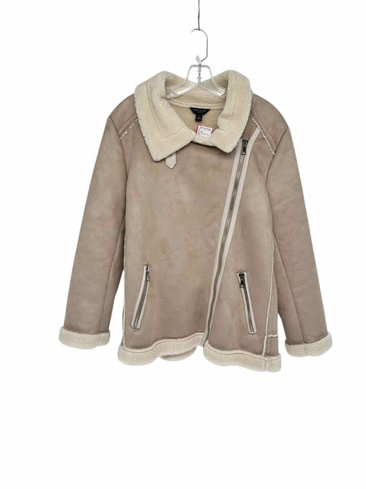 Ann Taylor Beige Shearling Coat Size PL