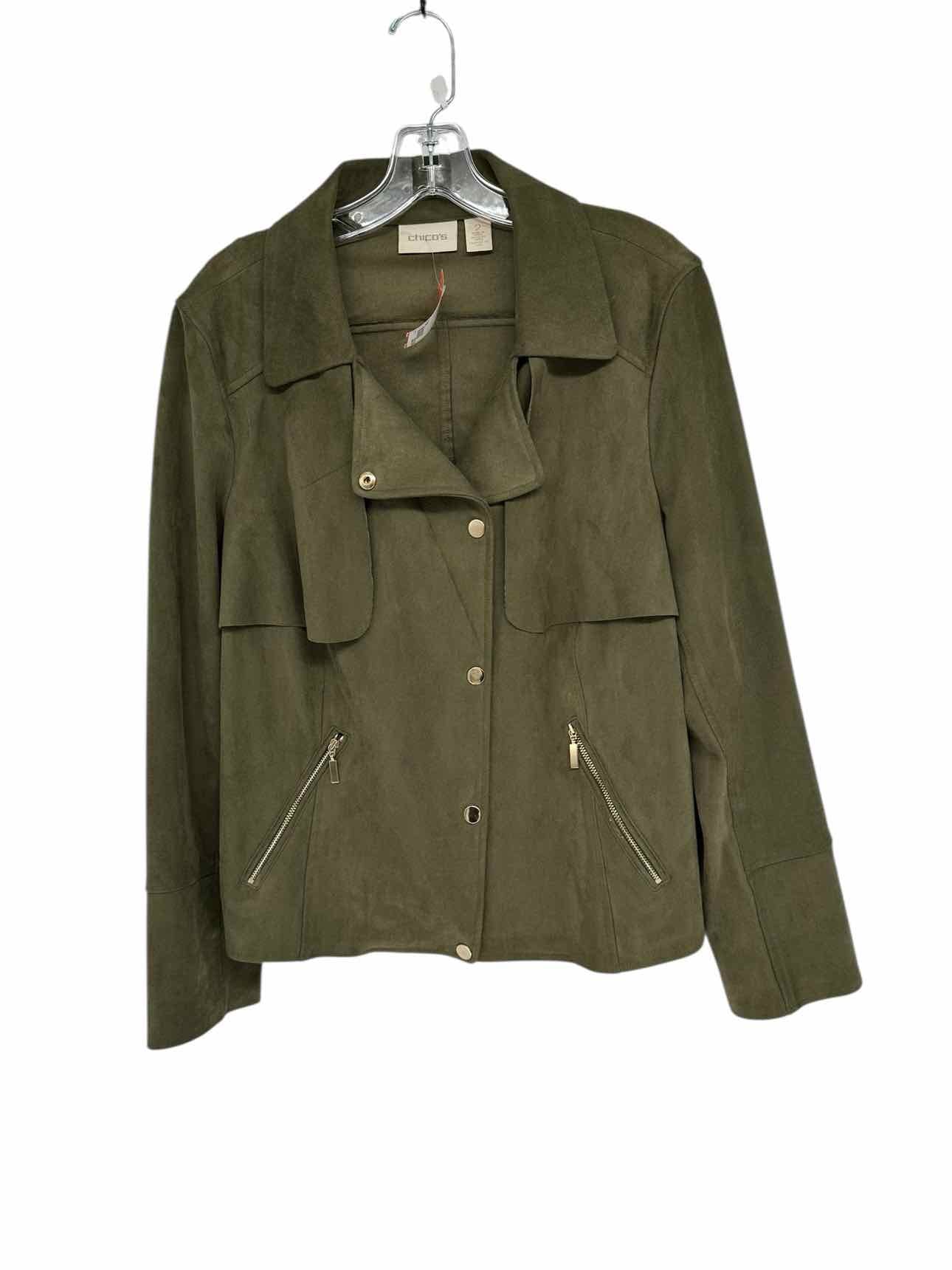 Chicos Green Moto Jacket Size L