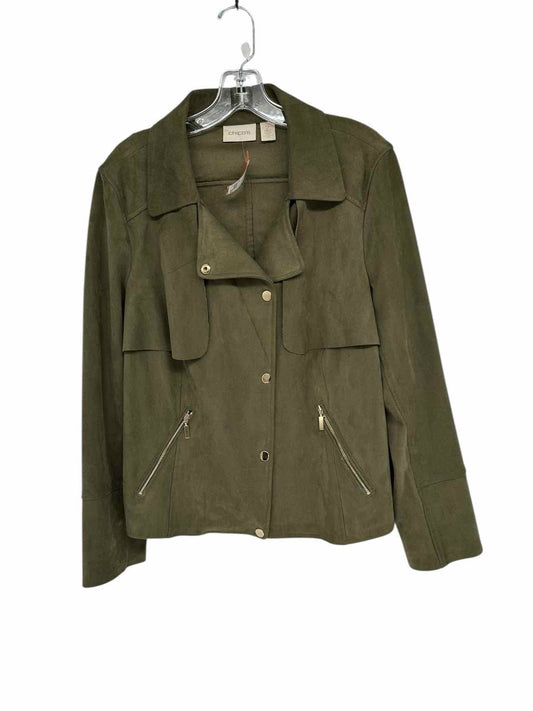 Chicos Green Moto Jacket Size L