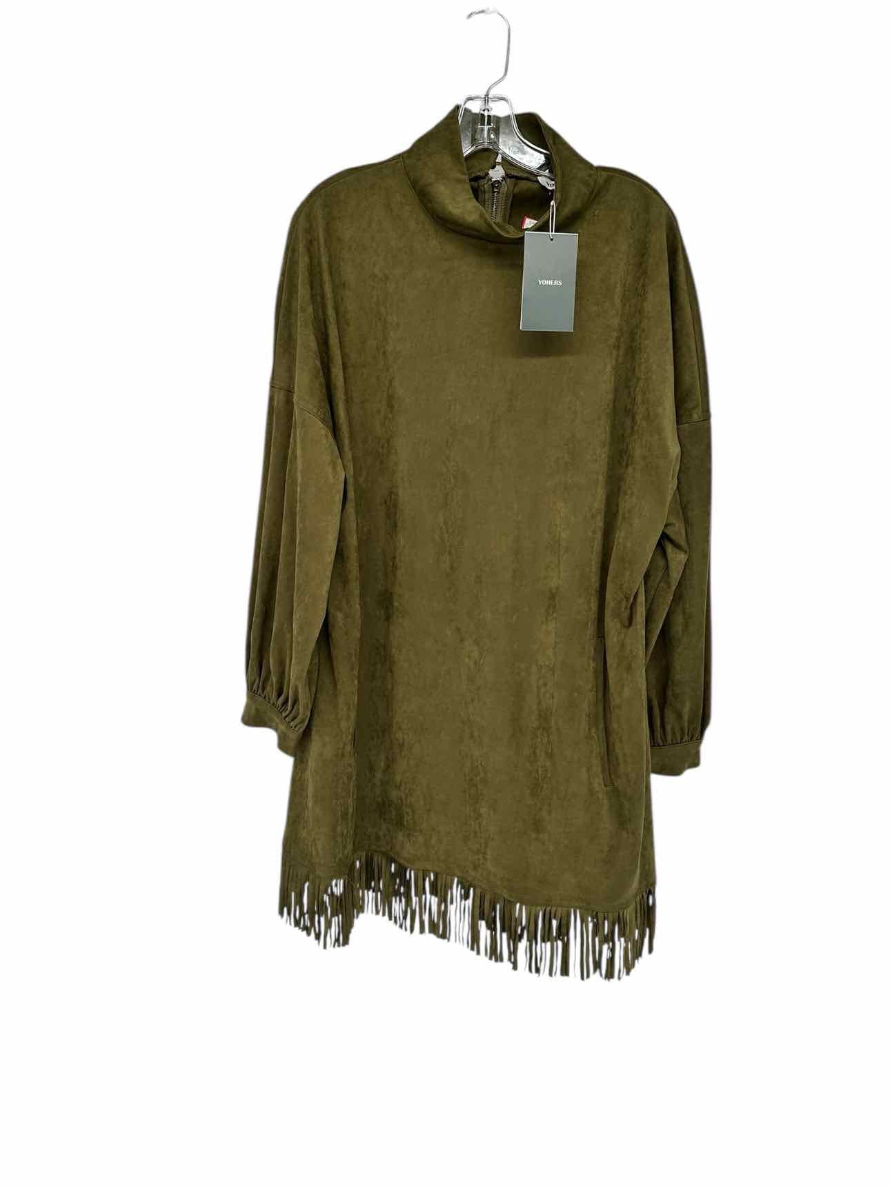 YOHERS Green Fringe Hem Dress Size XL **NEW**