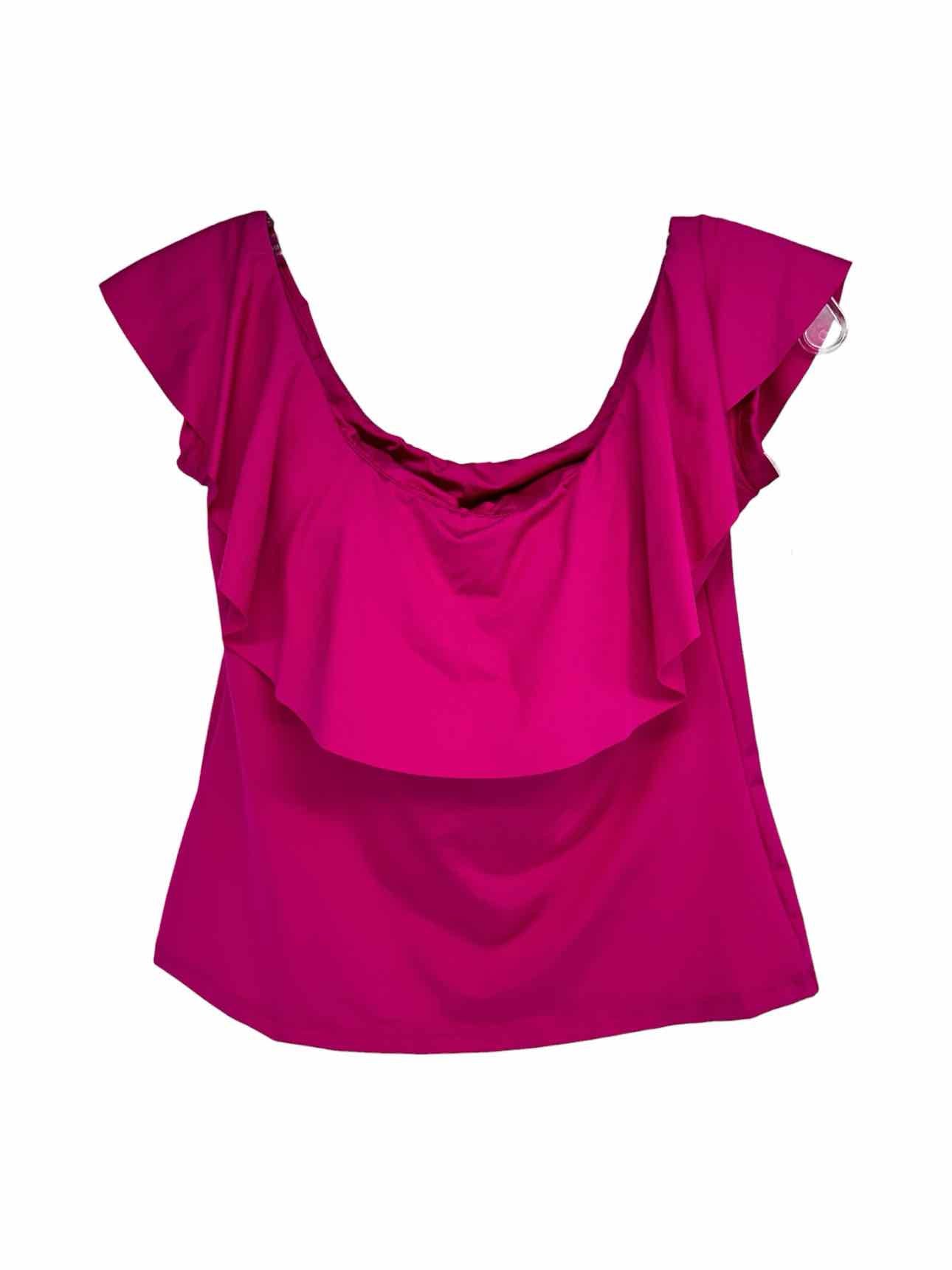 Trina Turk Monaco Ruffle Off-the-Shoulder Tankini Top Hot Pink Size 6 **NEW**