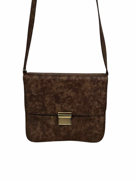 Worth Edith Bag Nugget Washed Snakeskin Embossed Brown Leather Crossbody  **NEW**