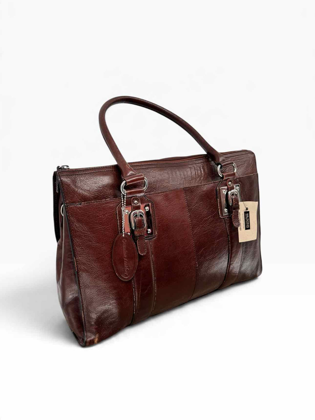 Wilsons Cognac Leather Business Briefcase **AS IS** & **NEW**