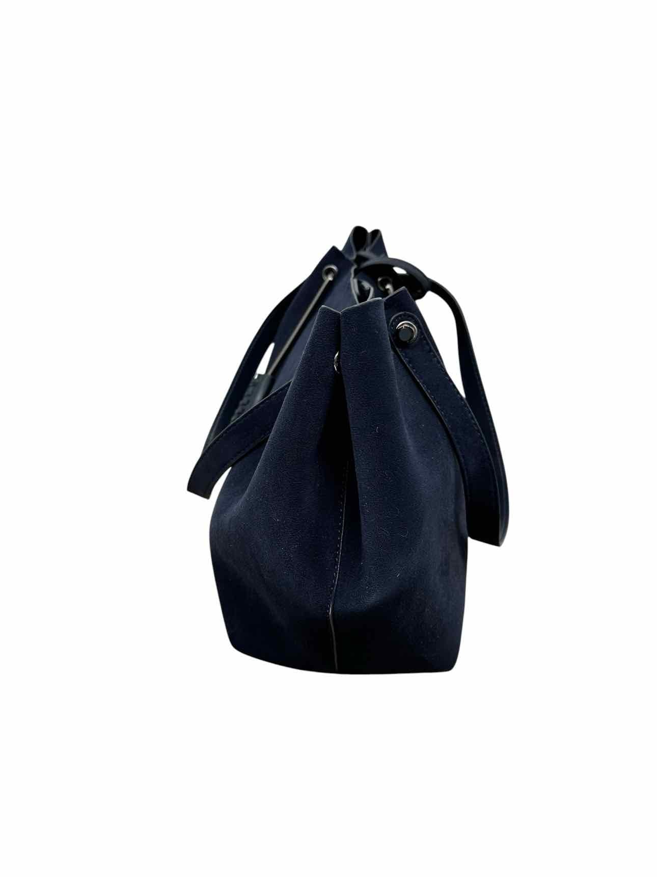 House of Harlow 1960 Luxe Satchel Navy Faux Suede Shoulder Bag