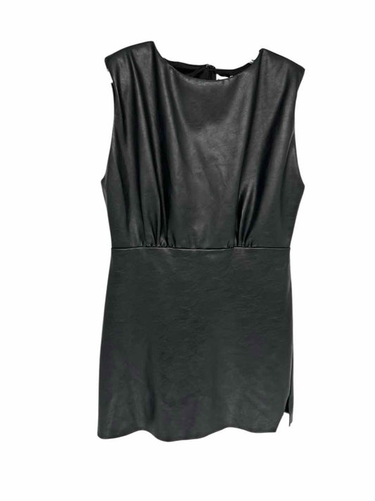 Lucy Paris Black Faux Leather Dress Size L **NEW**