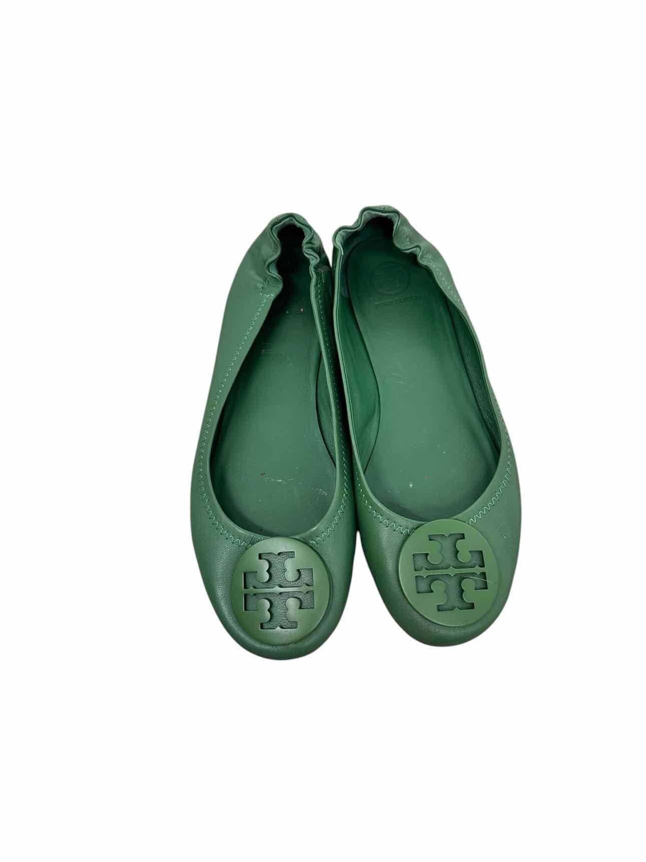 Tory Burch Green Minnie Travel Ballet Flats Shoe Size 7