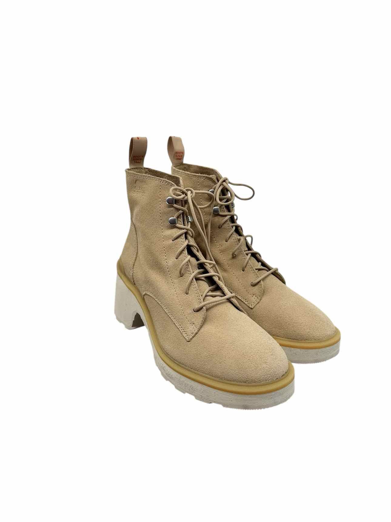 Sorel Hi-Line Heel Lace Up Boots Beige Shoe Size 9.5