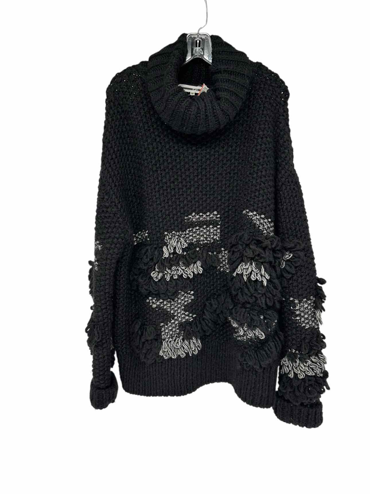 McQ by Alexander McQueen Black Crocheted Tassel Turtleneck Size L