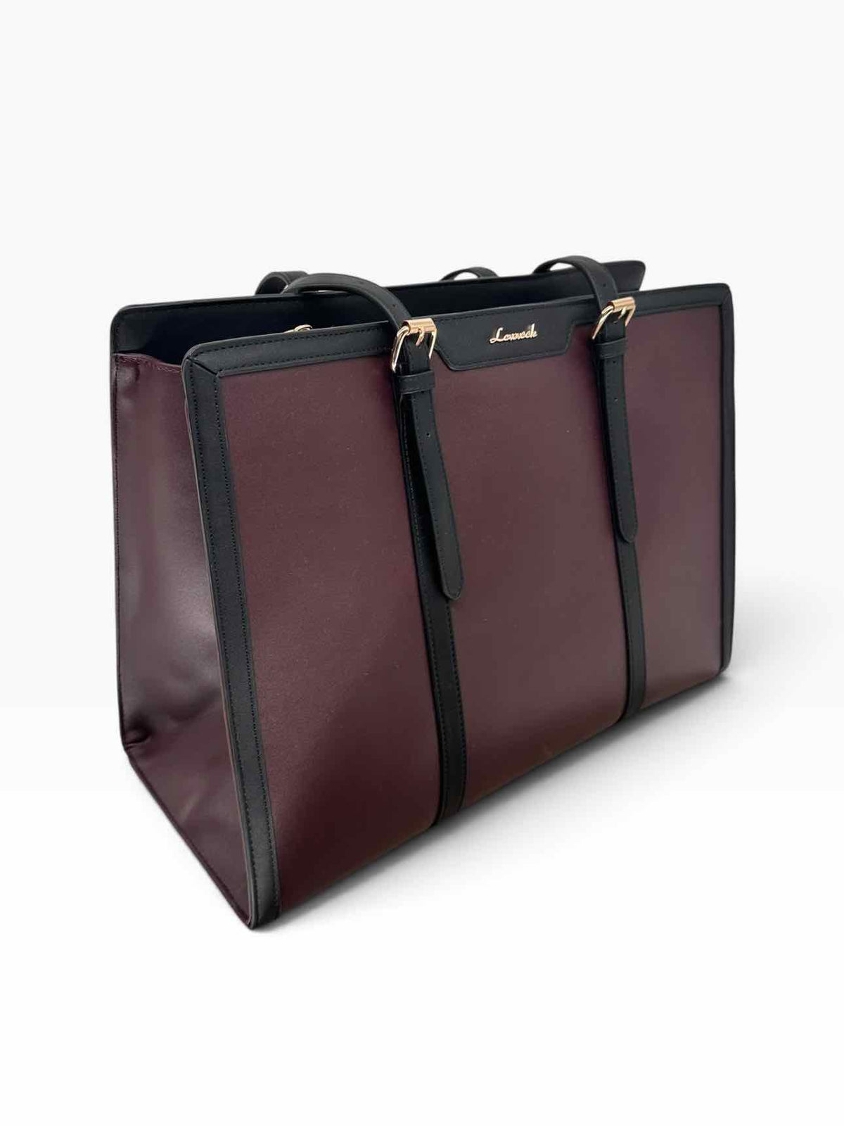 Lovevook Maroon Faux Leather Laptop Bag