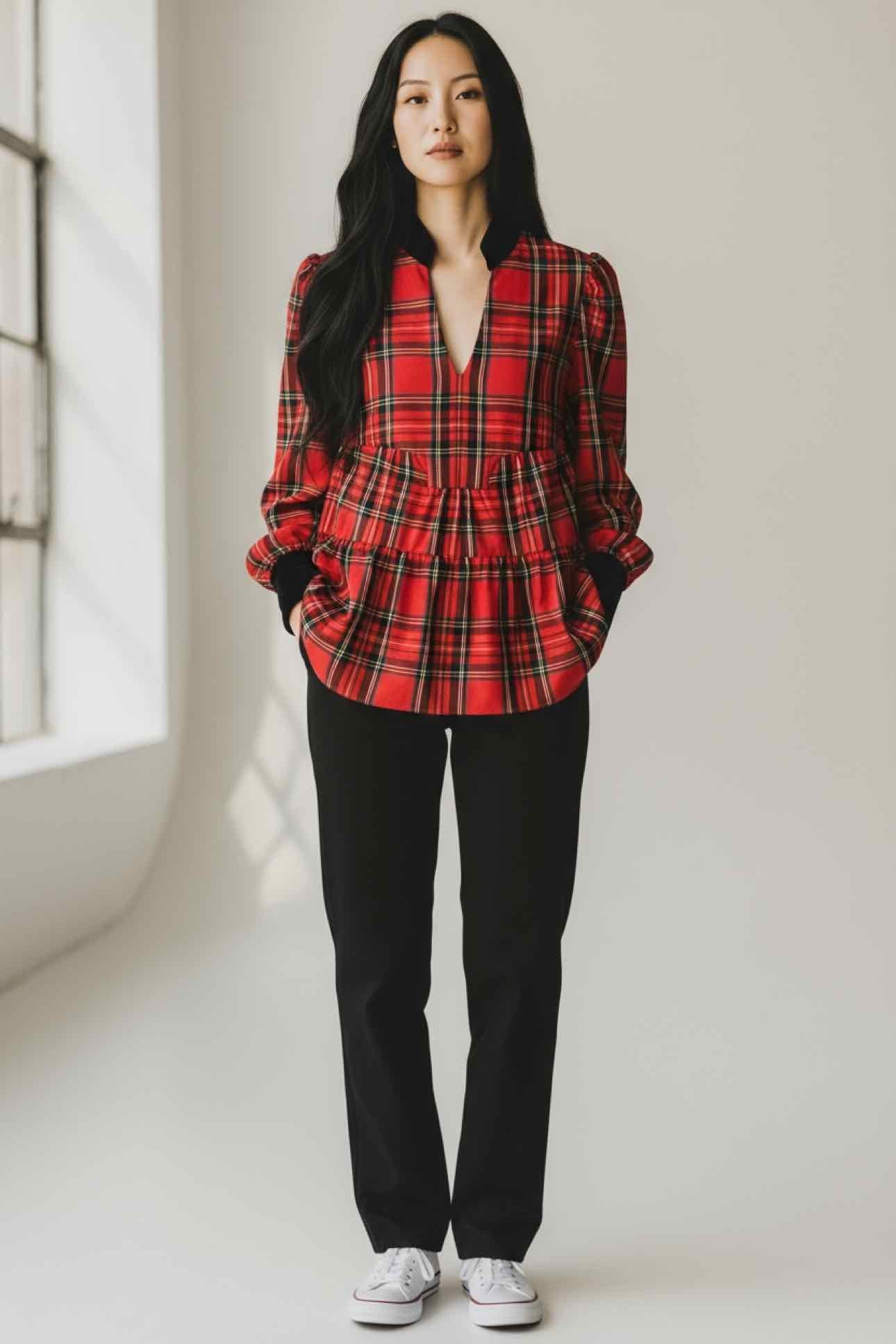 Tuckernuck Royal Stewart Tartan Bristol Top Red Size XS