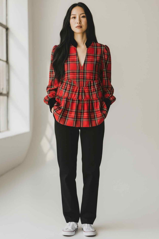 Tuckernuck Royal Stewart Tartan Bristol Top Red Size XS