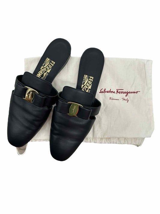 Salvatore Ferragamo Vara Bow Mule Black Shoe Size 8C