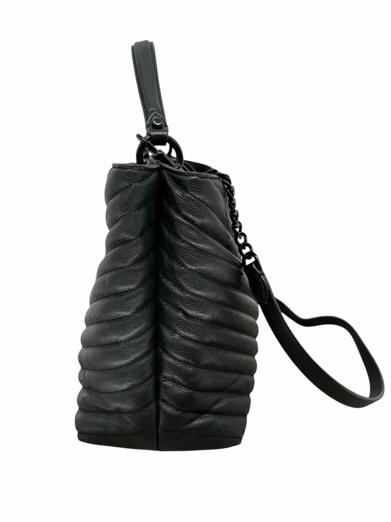 Rebecca Minkoff Edie Chevron Quilted Black Leather Shoulder Bag