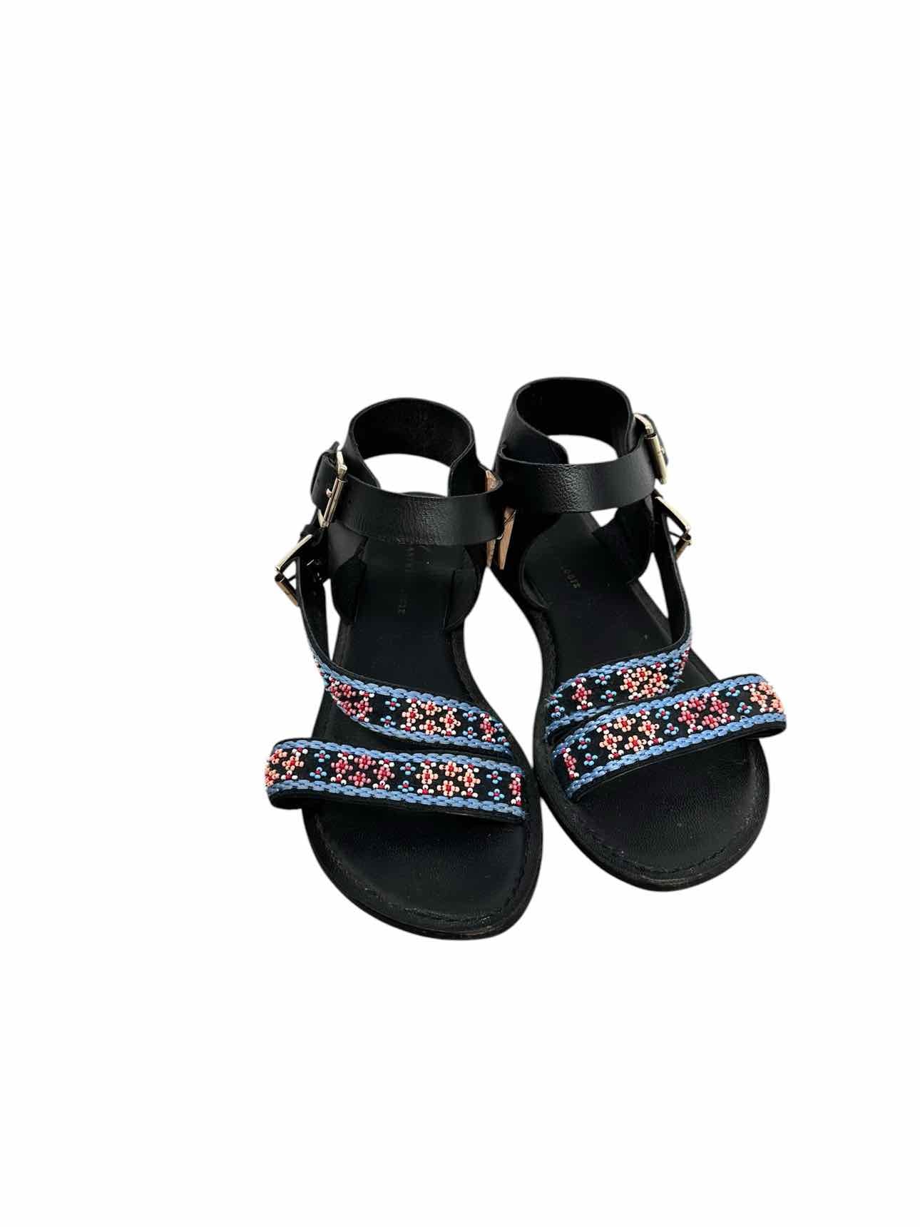 Anthropologie Black Beaded Sandals Shoe Size 7