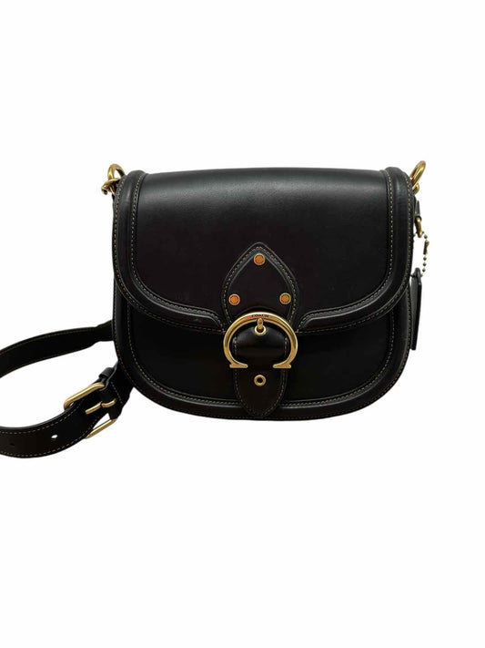 Coach Beat Saddle Bag Black Leather Crossbody