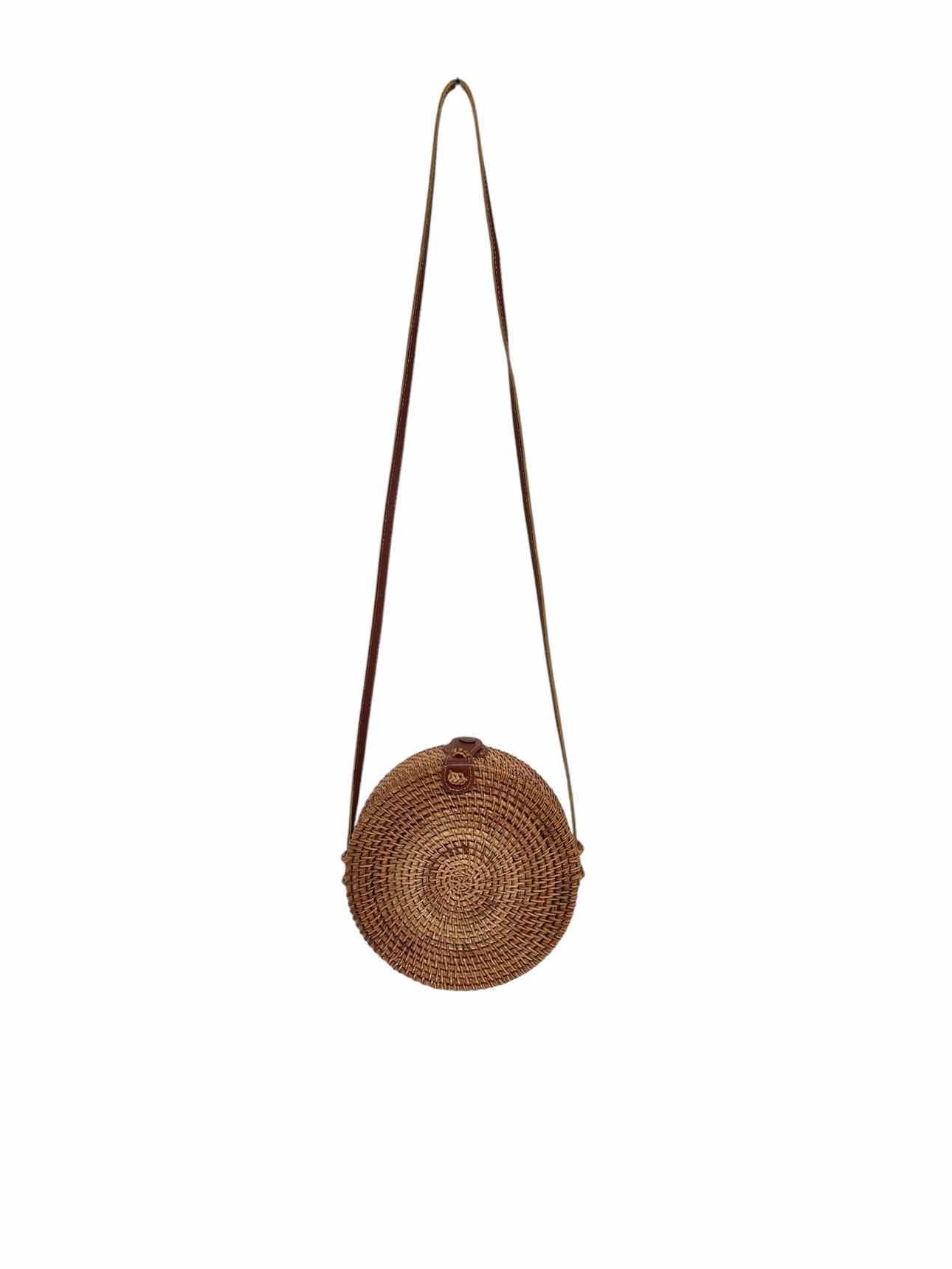 Tan Round Straw Bag
