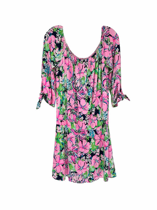 Lilly Pulitzer Lana Off-the-Shoulder Skort Romper in Pink Blossom Try Zest Size M