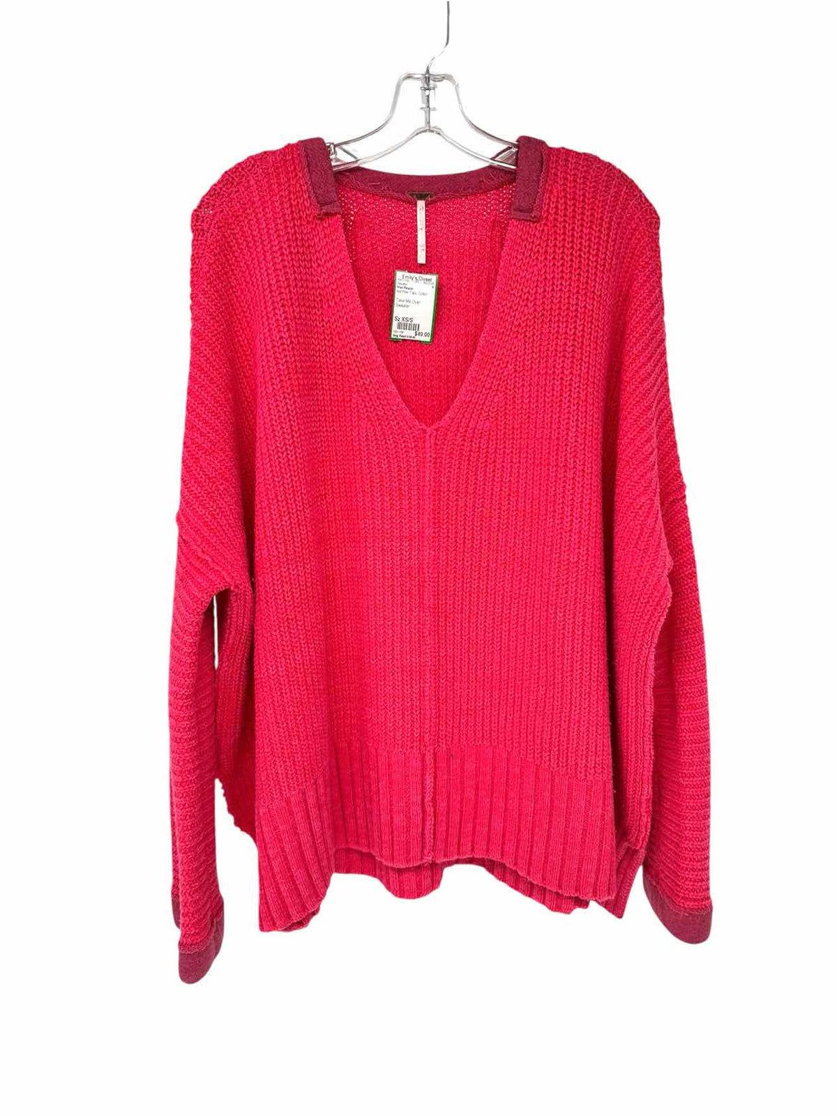 Free People Hot Pink Take Me Over Sweater Size XS/S