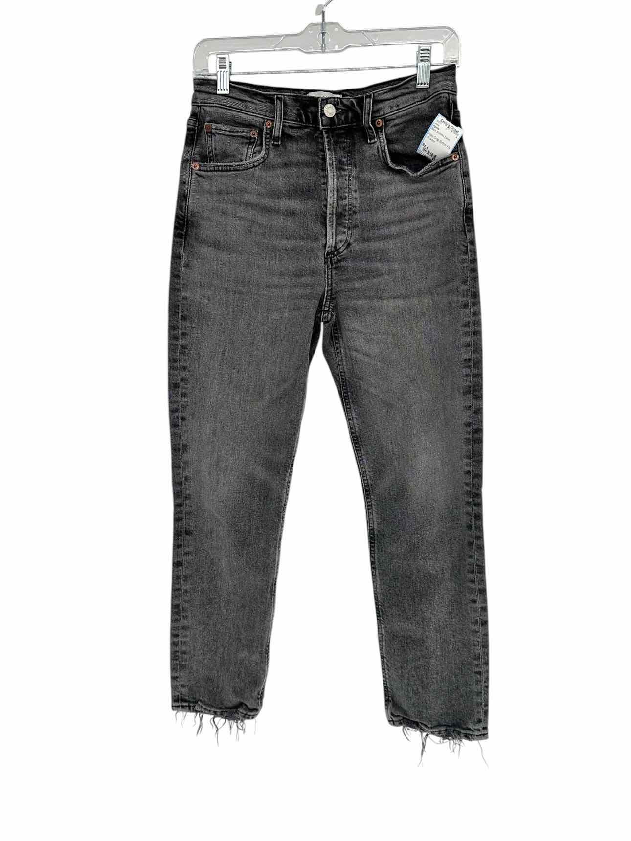 Agolde Riley Crop Button Fly Black Jeans Size 4