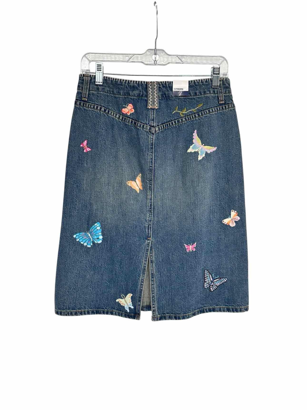 GAP Blue Embroidered Butterflies Denim Skirt Size 4 **NEW**