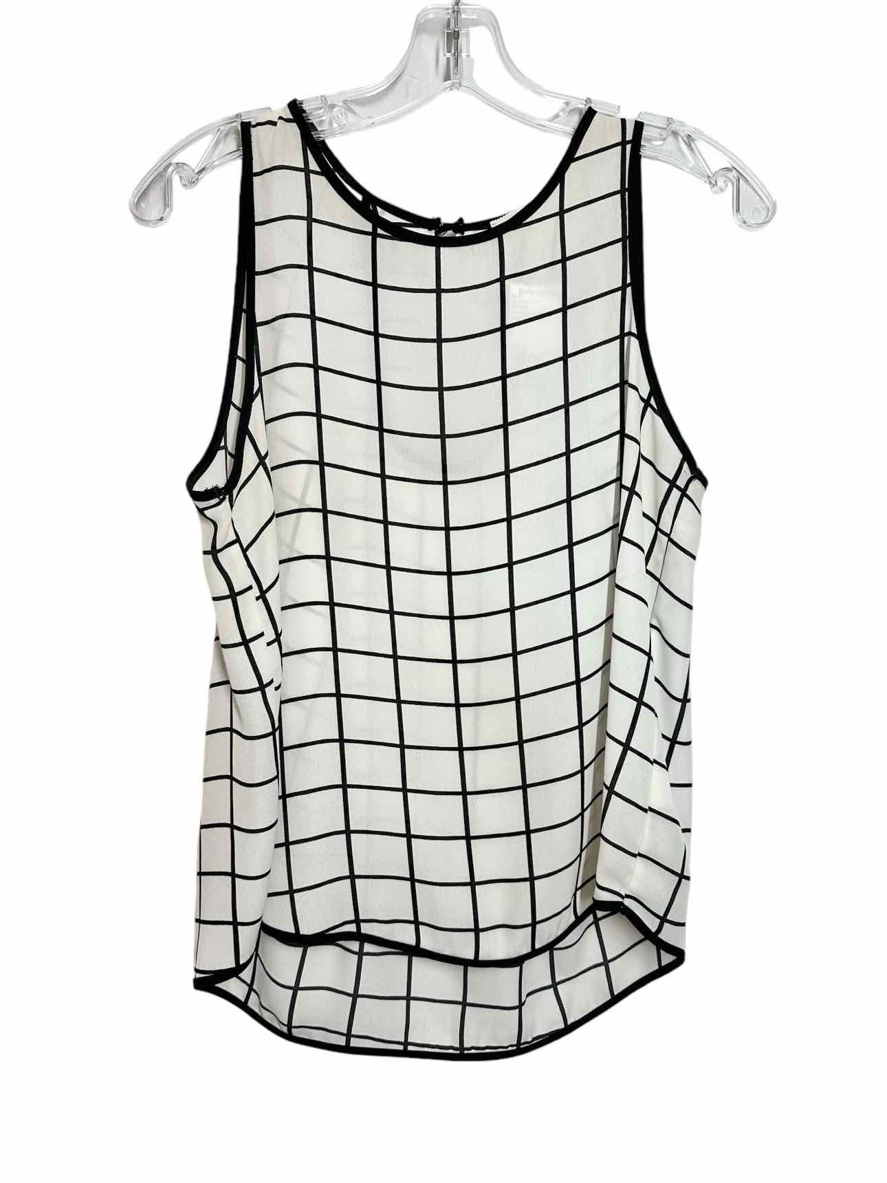 Monteau White/Black Size M Checkered Sleeveless Top