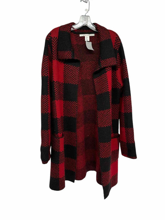 Max Studio Buffalo Plaid Red Sweater Coat Size L