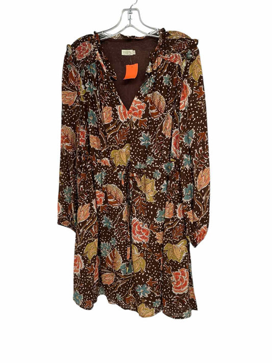 Spartina 449 Aisley Dress Long Sleeve Brown Print Dress Size S **NEW**