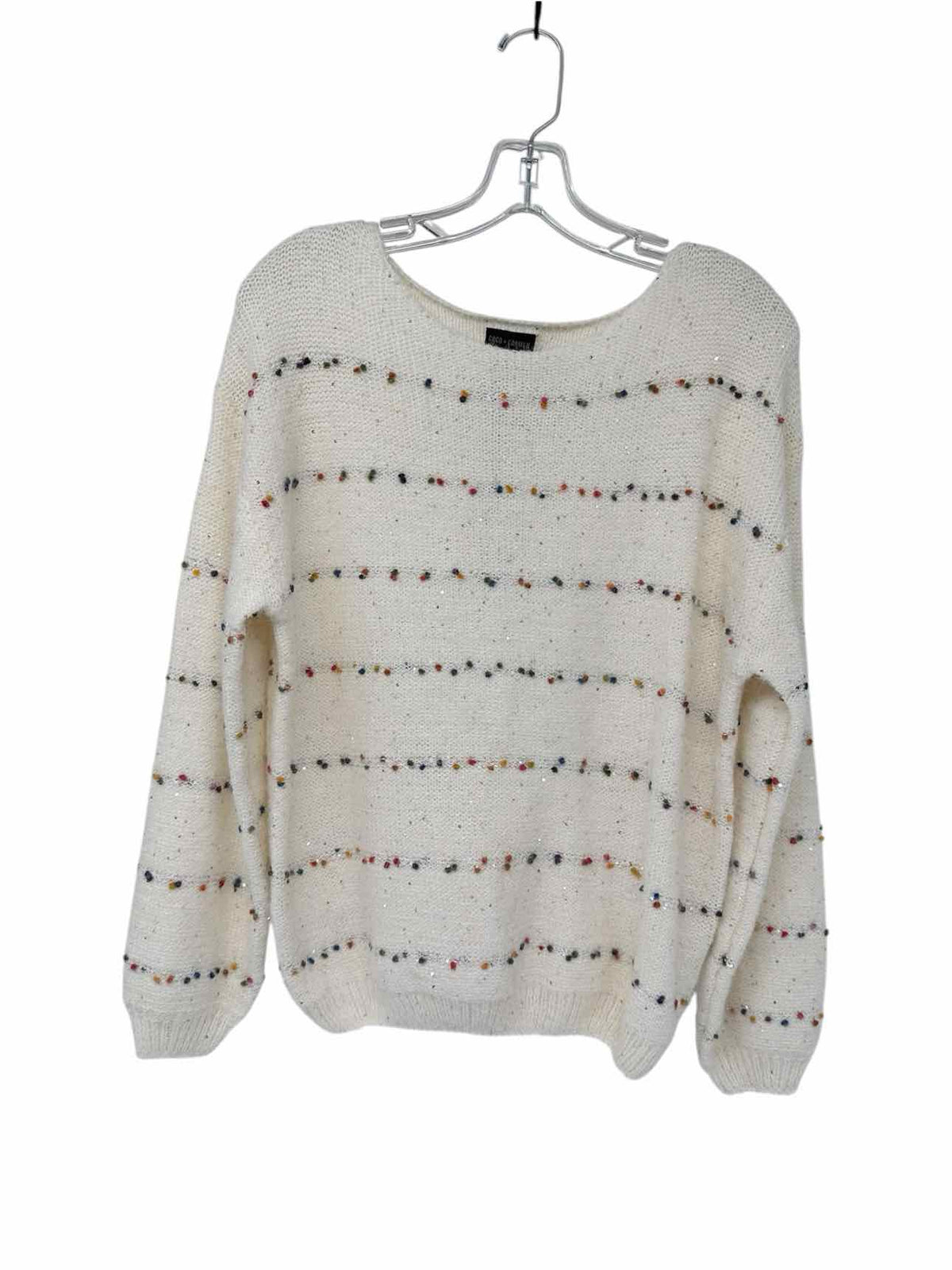 Coco +  Carmen Bonnie Sequin Mini-Pom Boatneck Sweater Size S/M **NEW**