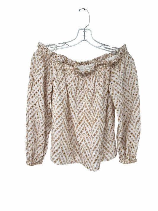 Lilly Pulitzer Aimes Off-the-Shoulder 3/4 Sleeve Top in Sand Bar Mermaid Tail Metallic Size XS **NEW**