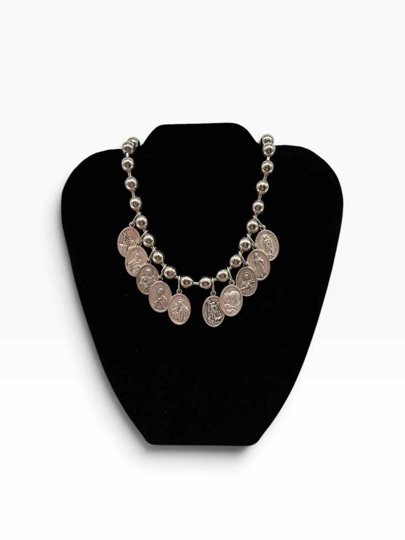 Classic Blessing Saint Medals Silver Plate Necklace