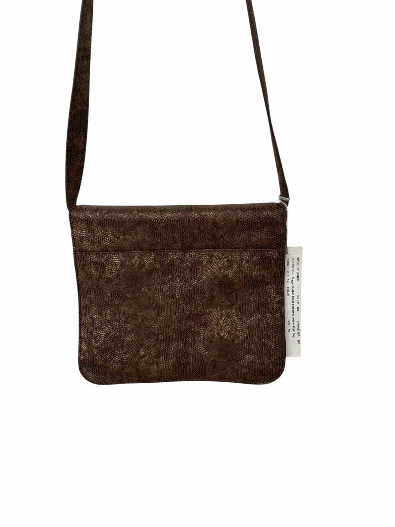 Worth Edith Bag Nugget Washed Snakeskin Embossed Brown Leather Crossbody  **NEW**