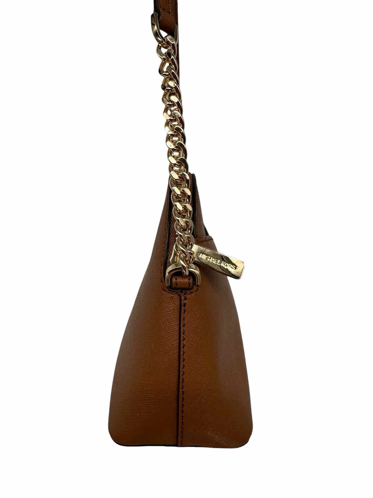 Michael Kors Jet Set Travel Medium Dome Tan Leather Crossbody