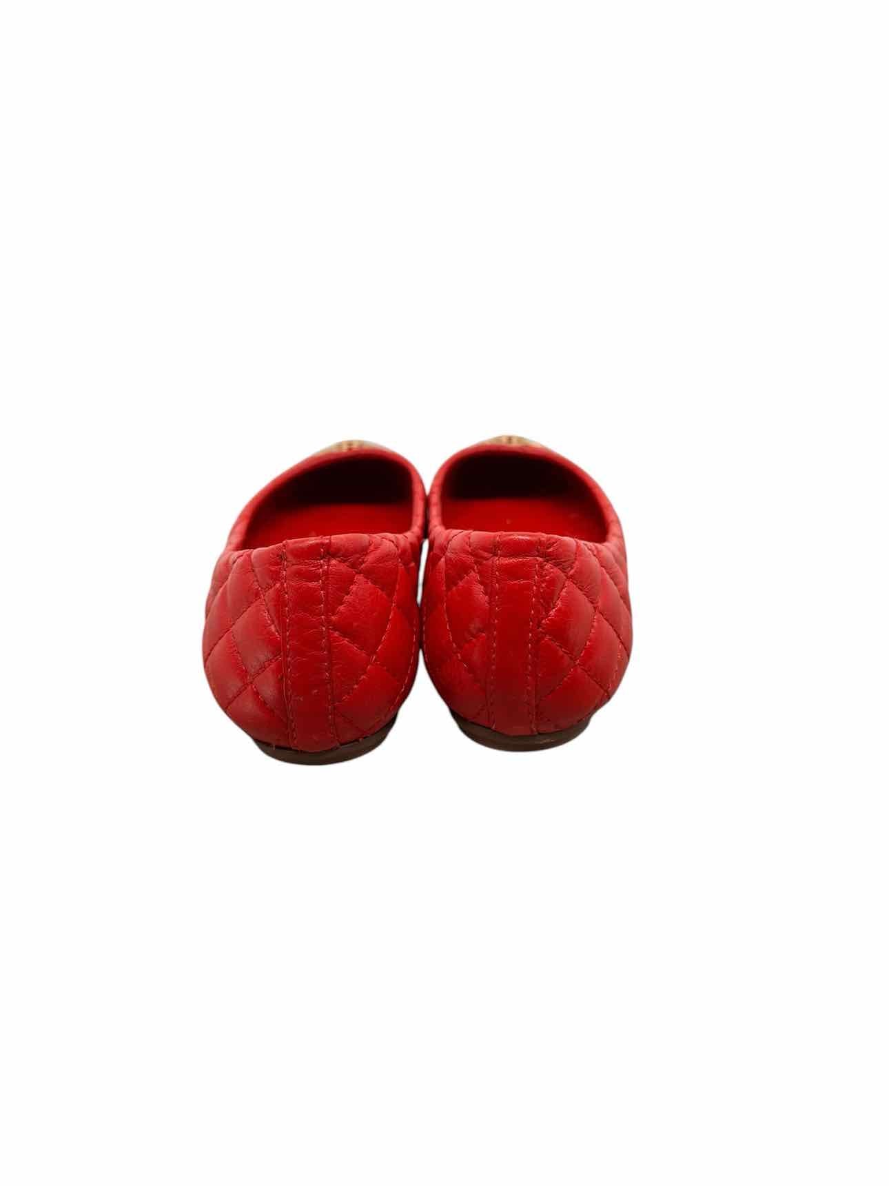 Tory Burch Red Kaitlin Ballet Flats w/ Gold Toe Shoe Size 8