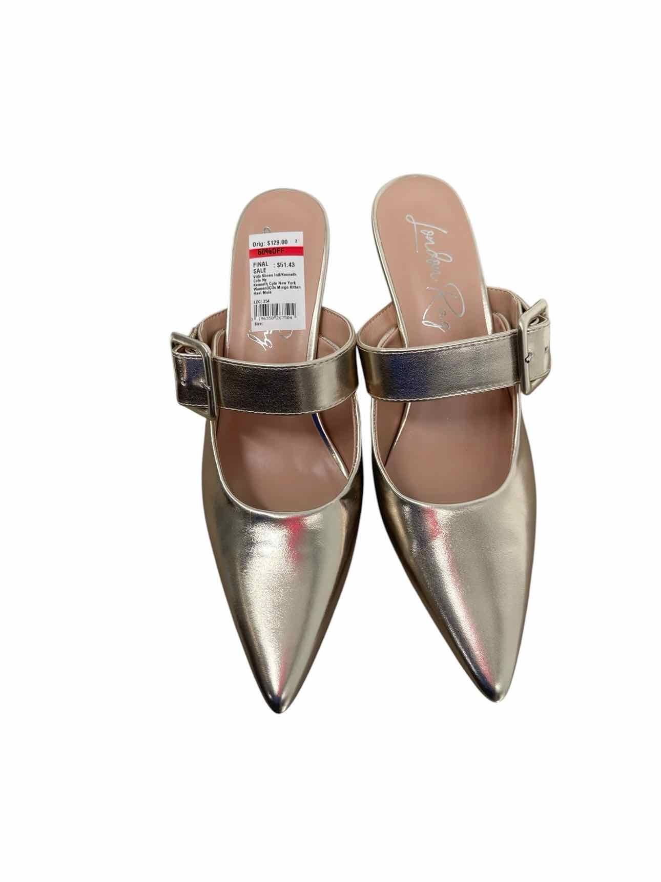 London Rag Margo Kitten Heel Gold Mules Shoe Size 9 **NEW**