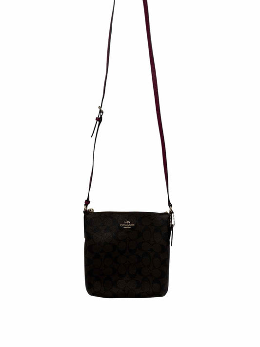 Coach North South Brown Coated Canvas Crossbody