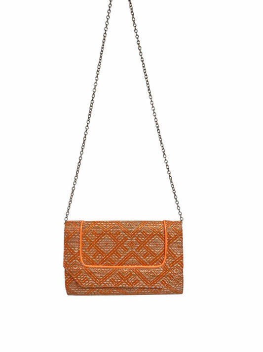 Sondra Roberts Squared Orange Straw Clutch