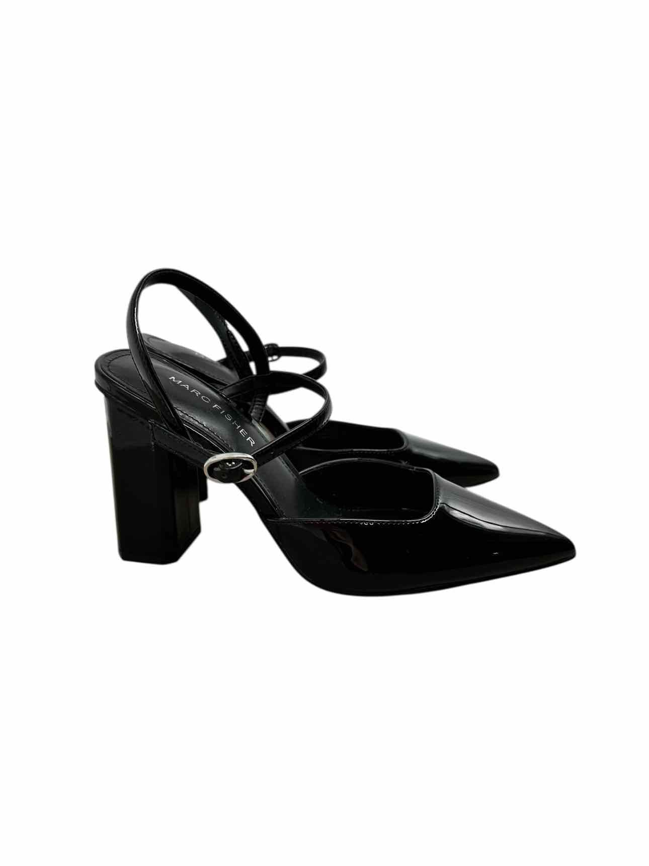 Marc Fisher Doster Black Faux Patent Leather Block Heels Shoe Size 6 **NEW**