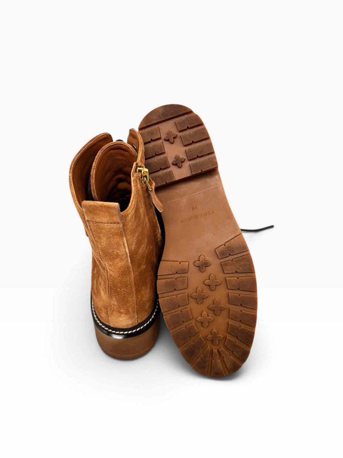 Tory Burch Miller Lug Sole Tan Boots Shoe Size 8