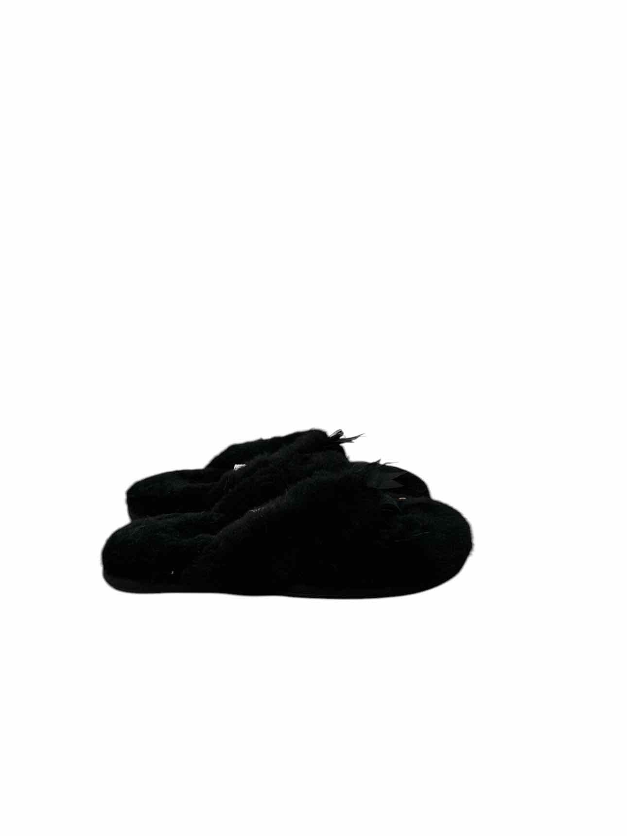 Ugg Fluff Flip Flop Black Slippers Shoe Size 7