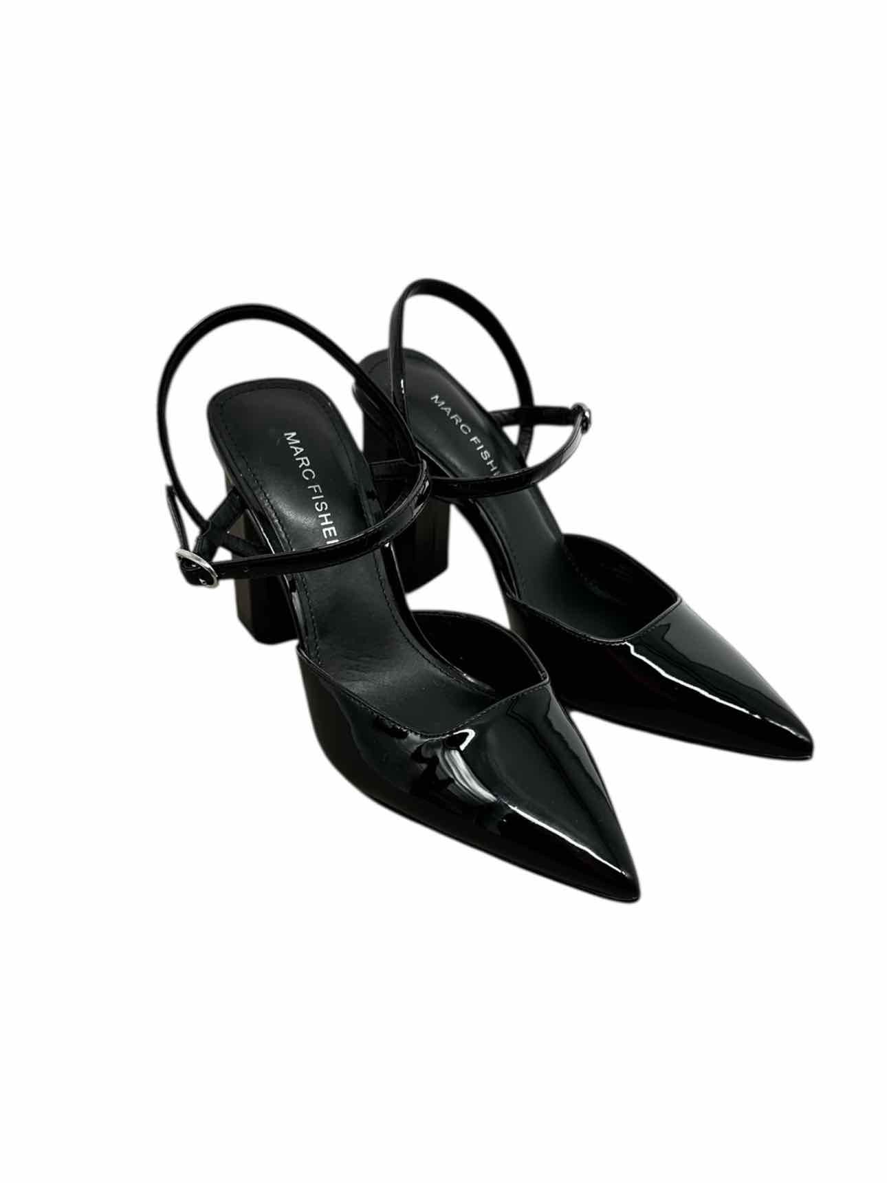 Marc Fisher Doster Black Faux Patent Leather Block Heels Shoe Size 6 **NEW**