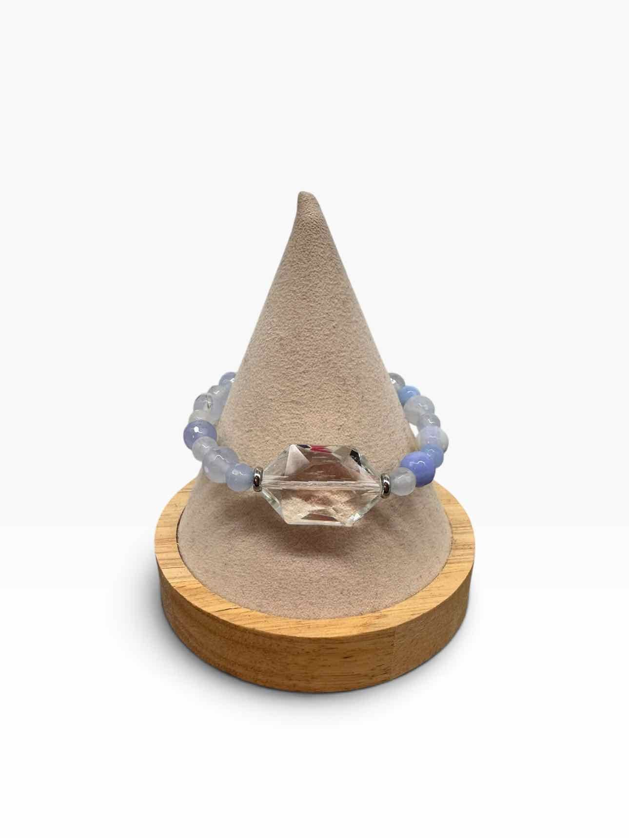 T. Jazelle Sky Blue Agate w/ Crystal Center Bracelet