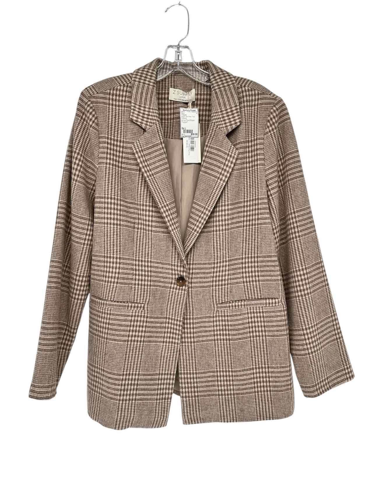 Z Supply Anna Plaid Blazer Beige Size L **NEW**
