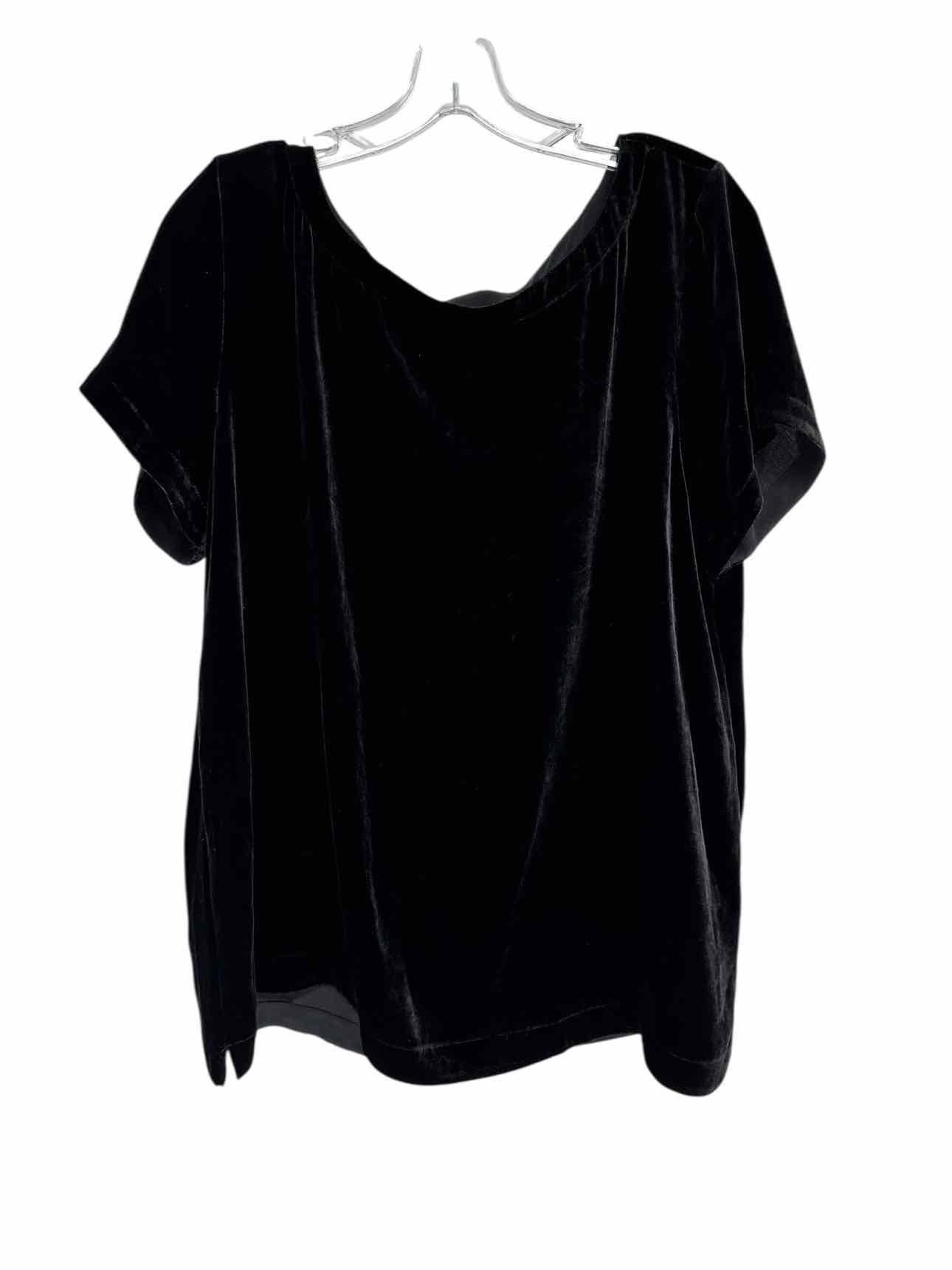 Eileen Fisher Bateau Neck Black Short Sleeve Top Size L