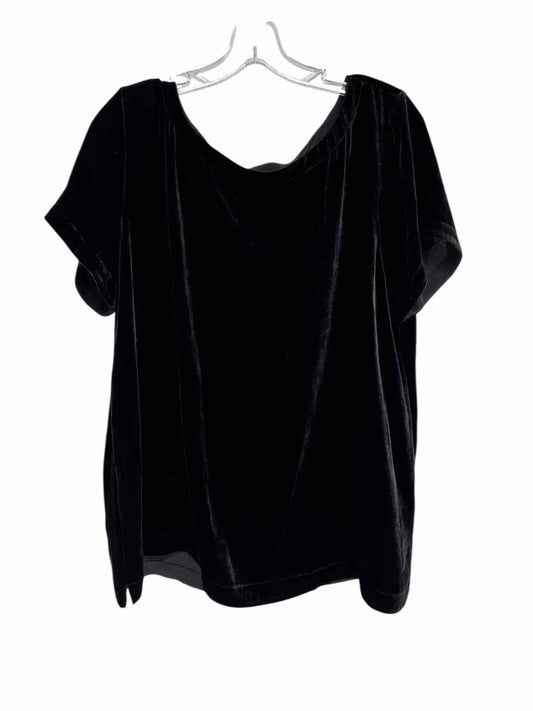 Eileen Fisher Bateau Neck Black Short Sleeve Top Size L
