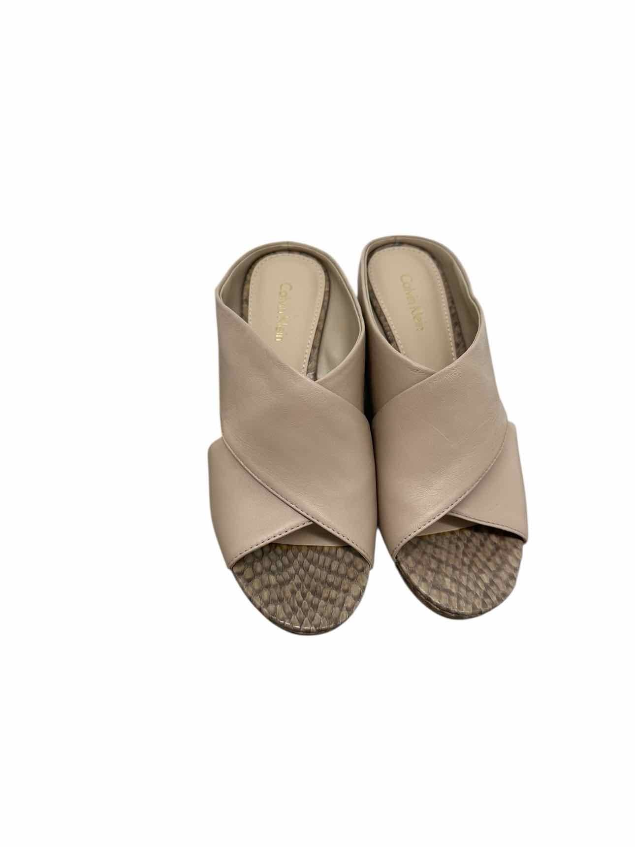 Calvin Klein Beige Wedge Sandals Shoe Size 6.5 **NEW**