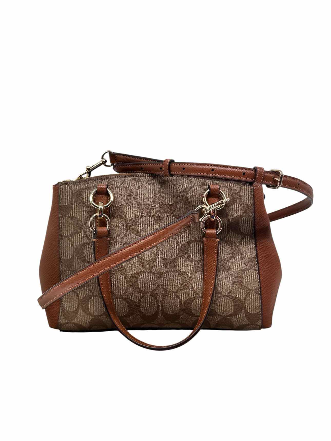 Coach Mini Christie Carryall Tan Coated Canvas Crossbody
