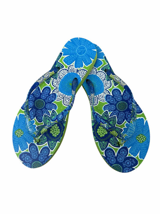 Vera Bradley Doodle Daisy Blue Flip Flops Shoe Size 9/10 **NEW**