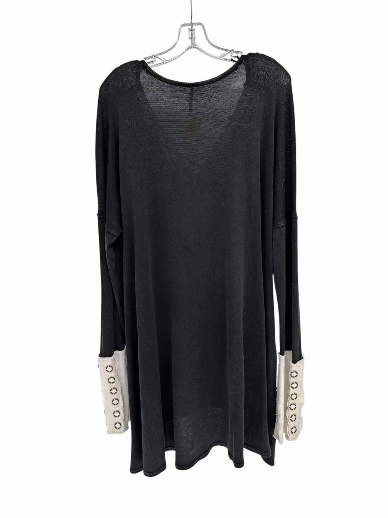 Free People Boho Tunic Black Long Sleeve Top Size XL